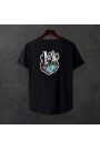  Unisex Oversize SİRT BASKİLİ  Modern Boy Pamuklu Etek Oval Siyah Baskili T-shirt