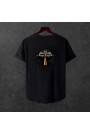  Unisex Oversize SİRT BASKİLİ  Modern Boy Pamuklu Etek Oval Siyah Baskili T-shirt