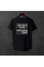 Unisex Oversize SİRT BASKİLİ  Modern Boy Pamuklu Etek Oval Siyah Baskili T-shirt