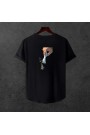  Unisex Oversize SİRT BASKİLİ  Modern Boy Pamuklu Etek Oval Siyah Baskili T-shirt