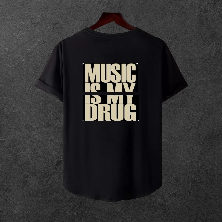  Unisex Oversize SİRT BASKİLİ  Modern Boy Pamuklu Etek Oval Siyah Baskili T-shirt