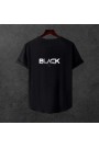 Unisex Oversize SİRT BASKİLİ Modern Boy Pamuklu Etek Oval Siyah Baskili T-shirt