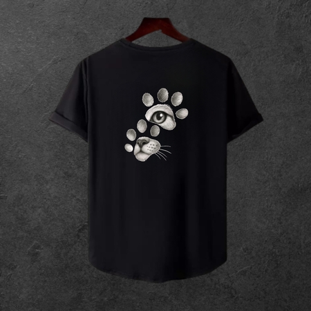  Unisex Oversize SİRT BASKİLİ  Modern Boy Pamuklu Etek Oval Siyah Baskili T-shirt