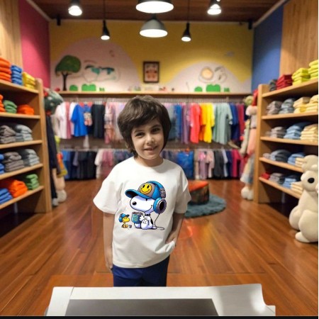 Çoçuk  Oversize Erkek Ön Baskili T-shirt