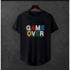 Unisex Oversize Modern Boy Pamuklu Etek Oval Siyah Baskili T-shirt