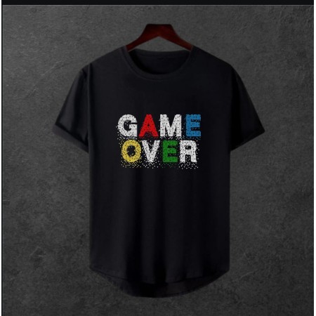  Unisex Oversize Modern Boy Pamuklu Etek Oval Siyah Baskili T-shirt