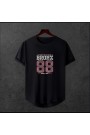  Unisex Oversize Modern Boy Pamuklu Etek Oval Siyah Baskili T-shirt