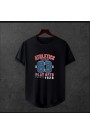  Unisex Oversize Modern Boy Pamuklu Etek Oval Siyah Baskili T-shirt