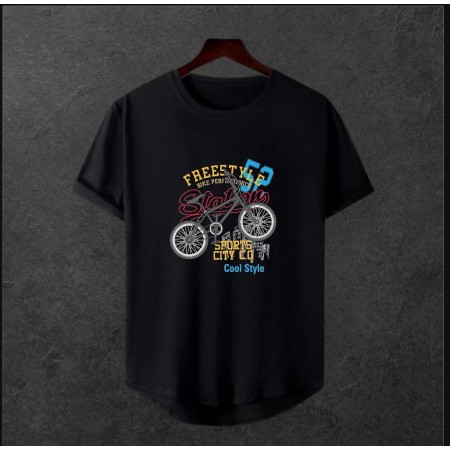  Unisex Oversize Modern Boy Pamuklu Etek Oval Siyah Baskili T-shirt