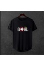  Unisex Oversize Modern Boy Pamuklu Etek Oval Siyah Baskili T-shirt