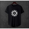  Unisex Oversize  Modern Boy Pamuklu Etek Oval Siyah Baskili T-shirt
