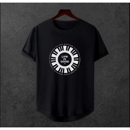 Unisex Oversize Modern Boy Pamuklu Etek Oval Siyah Baskili T-shirt Unisex Oversize Modern Boy Pamuklu Etek Oval Siyah Baskili T-shirt