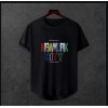  Unisex Oversize Modern Boy Pamuklu Etek Oval Siyah Baskili T-shirt