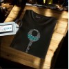  Unisex Oversize Modern Boy Pamuklu Etek Oval Siyah Baskili T-shirt