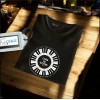  Unisex Oversize  Modern Boy Pamuklu Etek Oval Siyah Baskili T-shirt