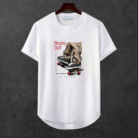 Erkek Ön Baskili T-shirt Plus Model