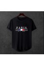  Unisex Oversize Modern Boy Pamuklu Etek Oval Siyah Baskili T-shirt