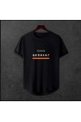  Unisex Oversize Modern Boy Pamuklu Etek Oval Siyah Baskili T-shirt
